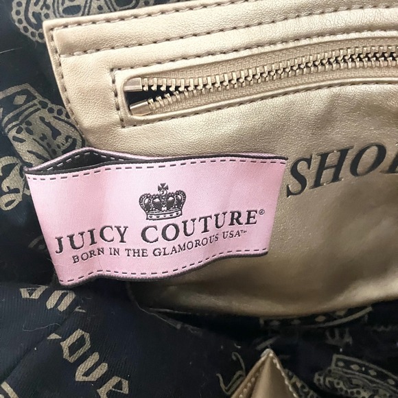 Vintage Black Juicy Couture Purse Tote Bag Handbag Daydreamer Velour Floral Y2K - Picture 9 of 10